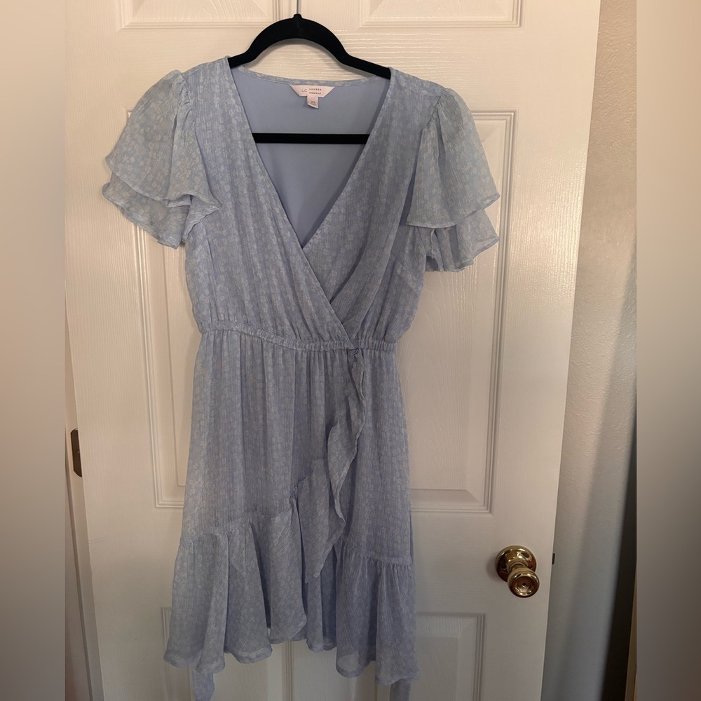 Lauren Conrad Elegant Light Blue Ruffle Dress